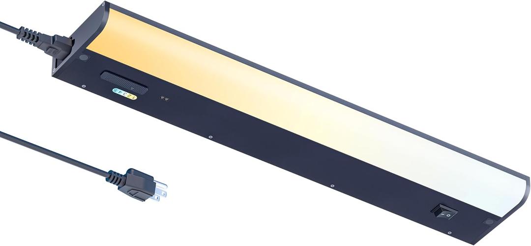 Hand Wave Motion Sensor Under Cabinet Lighting Plug in or Hardwired, 18 Inch Black 120V 5CCT Color Selectable Under Counter Lights, Dimmable Under Cabinet Lights for Kitchen (1, 18 INCH)