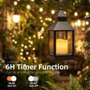2 Pack 10.2” Candle Lanterns Decorative Indoor Hanging Lanterns with Warm Flickering LED Candle 6 Hours Timer,Black Battery Powered Candle Lantern Table Centerpiece Mantle Shelf Home Decor