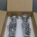 Creative Scents Schonwerk Silver Pillar Candle Holder Set of 2 - Crackled Mosaic Design - Centerpiece Table Decoration - Coffee Table Decor - Decoration Centerpiece for Living/Dining Room - Best Gift