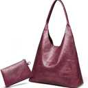 Utenwat Hobo Bags for Women Retro Vegan Leather Slouchy Tote Shoulder Purses Handbag with A Small Purse