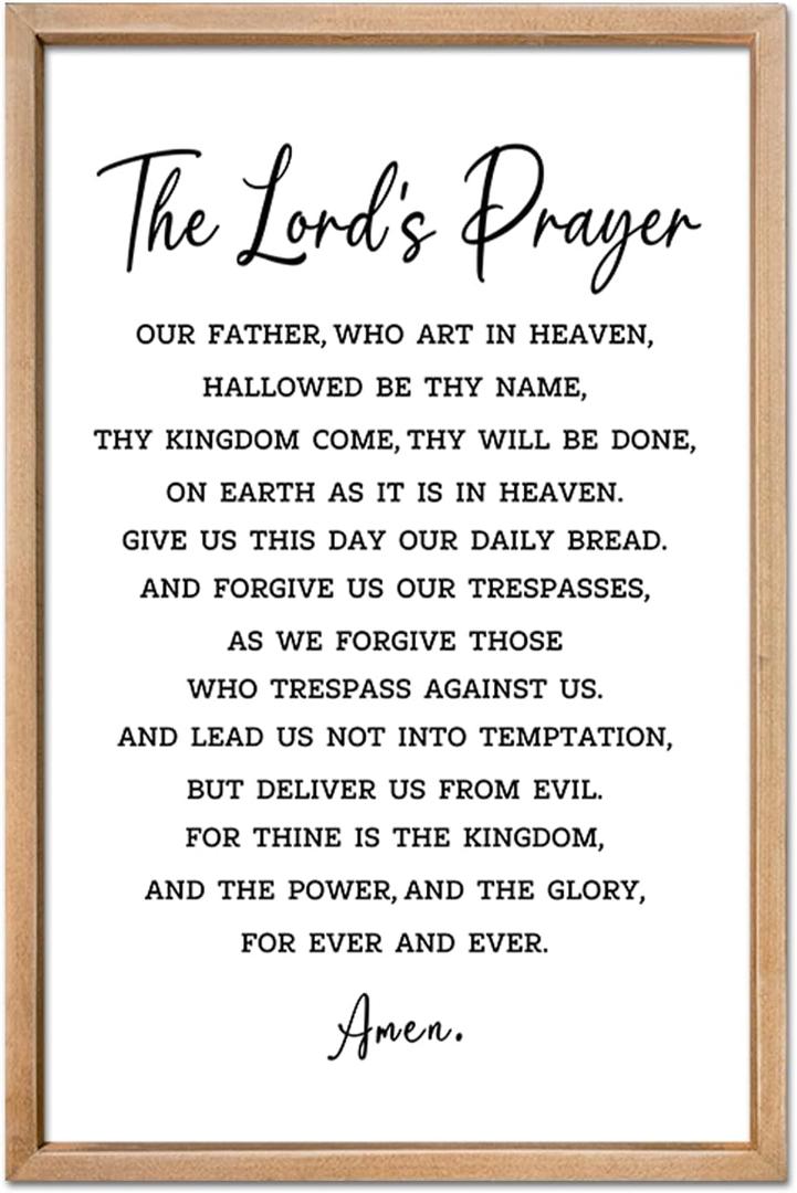 FZMHASLWW The Lords Prayer Wall Decor Art 24"16" Our Father Prayer Bible Verse Sign Large Wood Framed Wall Hanging (Wood)