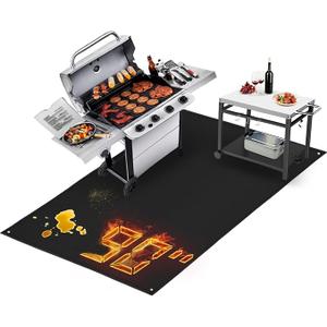 TOHONFOO Large Grill Mats for Outdoor Grill Deck Protector 90 x 48 x 0.04in | 2000℉ Fireproof & waterproof bbq mat protect the deck, patio, pavers, fits gas/charcoal grills, accessories for Blackstone