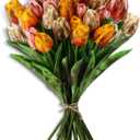 Canlierr 24 Pcs Artificial Faux Tulips Set Fake Real to Touch Tulip Flowers Decor Primitive Grungy Country Bouquet for Spring Vintage Rustic Table Centerpiece(Pink Yellow Orange)