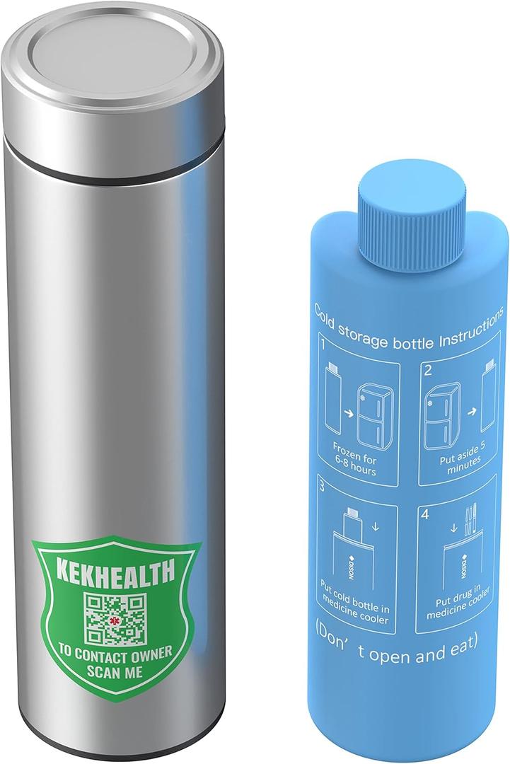 Compact 60H Insulin Pen Cooler Trave Case Medication Cooler for Travel Medicine Cooler TSA Approved Medical Travel Bag Epipen Carry Case Diabetes Cooler with QR Medical Alert TagSilver (Small, 3)