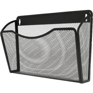 Magnetic File Holder, No Drilling Wall File Organizer, Large Capacity Paper Holder Multifunctional Mail Organizer for Refrigerator, Office, Classroom, Hanging Paper Folder Holder, Black