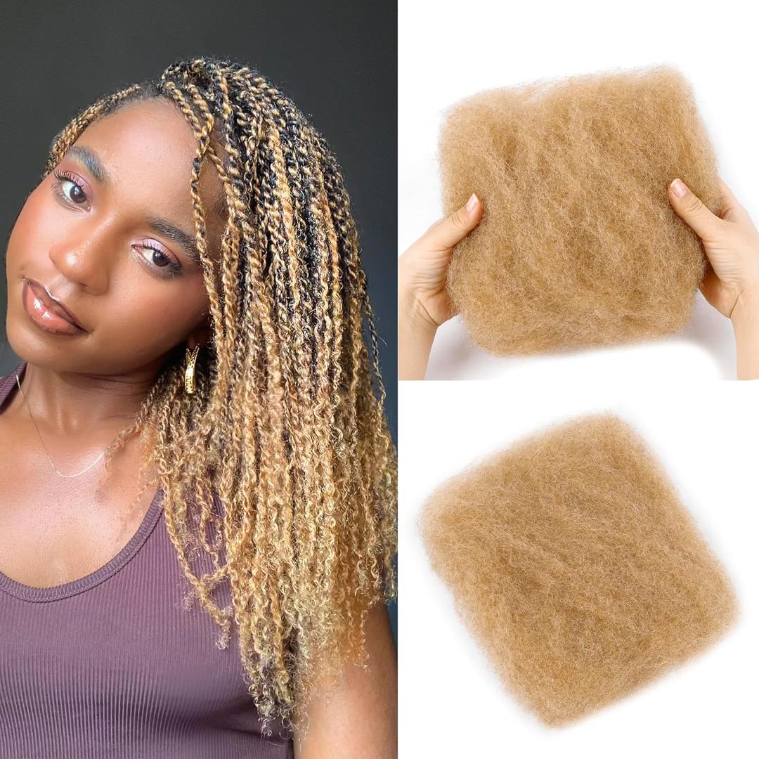 Afro Kinkys Bulk Human Hair -100% Real Human Hair for Mini Twist, Braiding, Loc Extensions & Crochet, Kinky Curly Hair Bundles, Natural Afro Bulk for Dreadlocks(27#, 16 Inch(Pack of 1)) Afro Kinkys Bulk Human Hair -100% Real Human Hair for Mini Twist, Braiding, Loc Extensions & Crochet, Kinky Curly Hair Bundles, Natural Afro Bulk for Dreadlocks(27#, 16 Inch(Pack of 1))