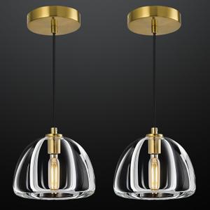 Modern Gold Pendant Lights Kitchen Island Ceiling Chandelier Indoor Crystal Hanging Light Fixtures for Dining Room Kitchen Living Room BedroomB-2Pack