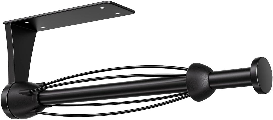 Paper Towel Holder Under Cabinet, Single Hand Operable Wall Mount with Damping Effect, Self-Adhesive or Drilled for Kitchen Bathroom, Black (Black)