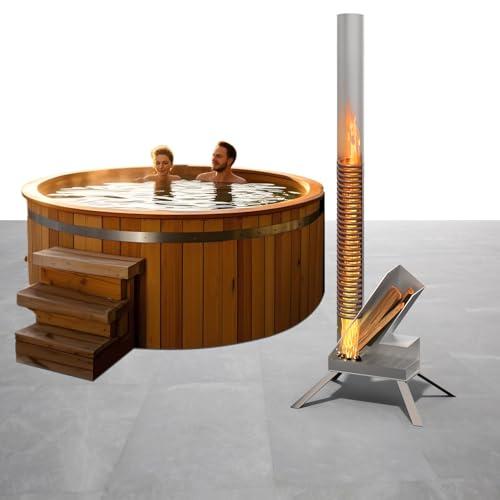 FanceSwim Outdoor Wood Fired Hot Tub Heaters, Portable Wood Burning Heater for Hot Tub, Titanium Coil Heat Exchanger Heating for Hot Tub, Spas, Bathtubs Wood Fired Pool Heating