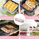Ruckae 100 Pack Mini Loaf Cake Pan with Lids and Spoons Disposable Aluminum Tin Foil Pans Rectangle Mini Loaf Pans with Lids for Baking,Party,Picnics,Holidays (Pink)