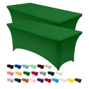 Separo Spandex Tablecloth 2 Pack [6FT, Emerald Green] Tight, Fitted, Washable and Wrinkle Resistant Stretch Rectangular Patio Table Cover for Event, Wedding & Parties [72Lx30Wx30H Inch]