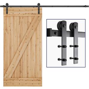 SMARTSTANDARD 8ft Barn Door Hardware Kit, Sliding Door Hardware Kit, Smoothly & Quietly - Heavy Duty Sturdy - Easy to Install, Fits 42"-48" Wide Door Panel (I Shape)
