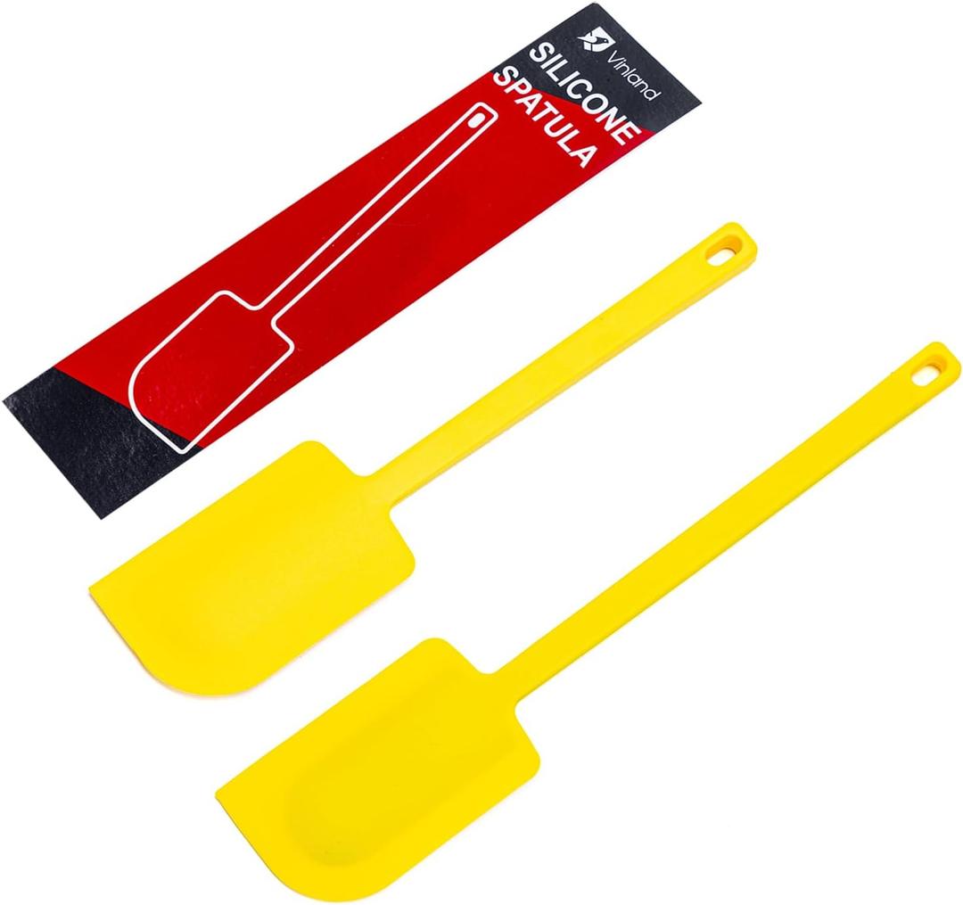 2 Pcs Silicone Scraper Set, Food Grade Rubber Scraper, Upgraded Sturdy Handle Set, Heat Resistant up to 600F, Suitable for Baking, Scraping, & Mixing, Dishwasher Safe (Yellow)