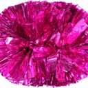 2 Pack Cheerleading Pom Poms with Baton Handle Rainbow Colorful Cheer Pom Poms for Sports Team Spirit Cheering Kids Adults (Hot Pink)