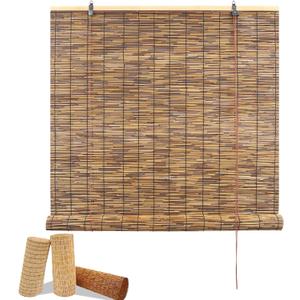 Glimer Reed Roll Up Blinds for Windows, Natural Reed Bamboo Shades for Indoor & Outdoor Use, Light Filtering Privacy Window Covering for Patio, Porch, Balcony