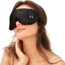 Heated Eye Mask for Dry Eye Relief, Cordless Warm Compress Sleep Mask with 4 Heat Settings & Timer, Rechargeable Silk Eyes Warmer for Migraine, Travel, Women Men Black