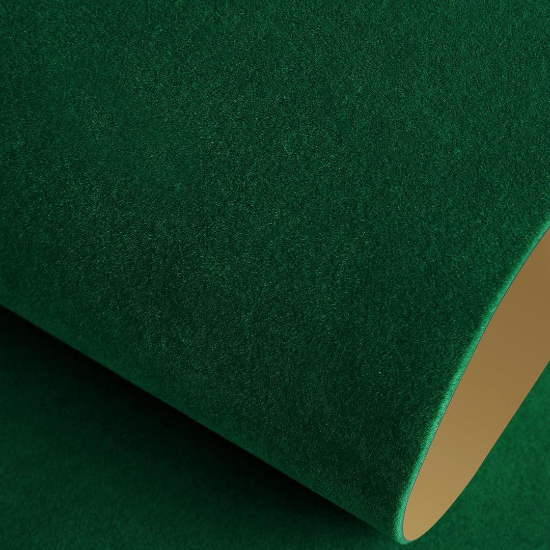 Livelynine Dark Green Velvet Wallpaper Peel and Stick Emerald Green Velvet Drawer Liner Self Adhesive Contact Paper for Drawers Dresser Removable Fabric Wallpaper Christmas Wrapping Paper 15.8x78.8