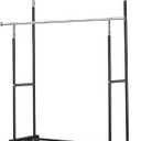 Double Clothing Rack, 130LB Capacity Heavy Duty Garment Rack with Wheels and Bottom Shelf, 55.51 Inch Long Rolling Clothes Racks for Hanging Clothes, Black