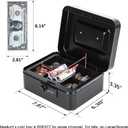 KYODOLED Cash Box with Combination Lock Safe Metal Money Box with Money Tray for Security Lock Box 7.87"x 6.30"x 3.35" Black, Medium