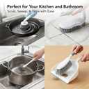 OVENTE 5pcs Scrub Brush Set with Wiper & Dustpan, Scrubbing Brushes for Household Use with Ergonomic Handle & Stiff Bristles Ideal for Cleaning Kitchen, Bathroom, Dishes, Tiles & Sink, White CTB018WGY