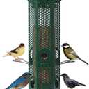 Squirrel Proof Bird Feeders with Removable Base, Metal Wild Bird Feeder for Outdoors Hanging, 6 Weight-Activated Ports Perches, 3LB Seed Capacity(Green)