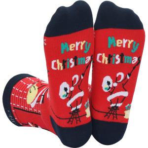 2 x Christmas Novelty Socks Colorful Fun Cute Sock Santas Xmas Gifts Stocking Stuffer Within Gift Box (One Size)