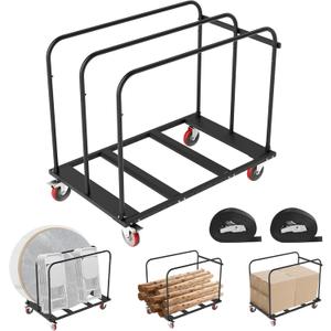 Folding Table Cart, Heavy Duty Drywall Cart 1800 LB & 10 Table Capacity, Table Dolly with 5" PU Swivel Wheels for Moving Box, Wood, Drywall, Panel, Party Events, Factory, Warehouse