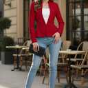 Hybrid & Company Women's Casual Work Office Elegant Open Front Premium Nylon Blazer Jacket (Red, S)
