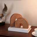 DoubleFill Set of 2 Wooden Arch Decor Boho Wood Rainbow Arch Decorative Objects Modern Shelf Decor Aesthetic for Table Shelf Mantel Living Room Decor