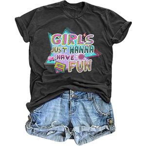 80s Shirts for Women Retro 1980s Party Tees 80s' Disco Music Gifts T-Shirts Tops (L)
