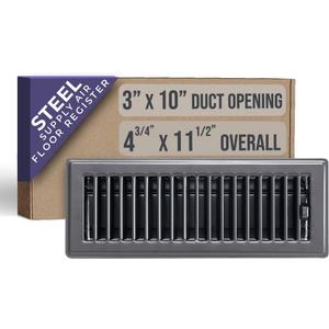 Fits 3x10 and 10x3 Duct Opening | Floor Register with Louvered Design by Handua | Heavy Duty Walkable Design with Damper | Floor Vent Grille | Easy to Adjust Air Supply Lever | Black