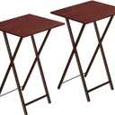 HOOBRO Folding TV Tray Tables, Set of 2 Side Table for Small Space, Industrial Snack Tables for Eating at Couch, Stable Metal Frame, Easy Assembly, Space Saving, Brown BR25BZ01