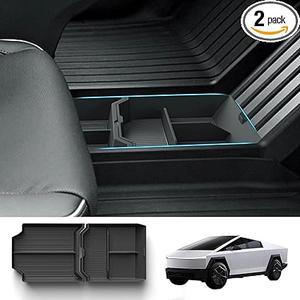 Floor Console Organizer for Tesla Cybertruck 2024 Lower Center Console Tray TPE Material Bottom Storage Box Caddy for Cybertruck Accessories, 2 Pack
