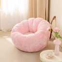 Pumpkin Bean Bag Sofa Chair, Bean Bag Chair with Filler for Teens, Kids, Toddler, Comfy and Lazy Sofa for Dorm, Apartment, Living Room and Bedroom, Pink, Medium