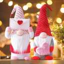 LONEA 2 PCS Valentines Day Gnome Plush - Mr and Mrs Scandinavian Tomte Elf Decorations - Stuffed Plushie Ornaments - Swedish Tomte Dwarf Figurines Table Gnomes Decor Gifts Presents