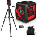 Laser Level with Tripod, 100 feet Green Cross Line Self Rotary Leveling Laser Level, 4 Brightness Adjustment, Manual Self leveling and Pulse Mode,IP54 Waterproof Battery Carrying Bag Included