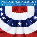 8 Pack 1.5 X 3 FT American Bunting Flag 4th of July Decorations, USA Pleated Fan Flag Memorial Day Patriotic Half Fan Banner 100% Polyester Fourth July Independence Day Outdoor Indoor Decor