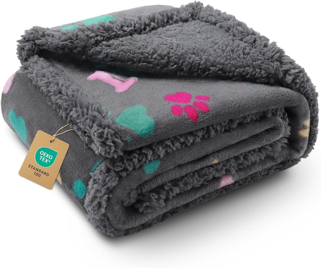 Luciphia Waterproof Pet Blankets for Couch Sofa Bed Cover Cat Liquid Pee Proof Washable Soft Fluffy Large Dog Blanket Reversible Furniture Protection Puppy Grey Bone Thicken Medium57" x 40"