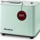 Neretva Bread Maker, 20-in-1 2LB Bread Machine Dual Heater & Nonstick Ceramic Pan Bread Makers Machine All Metal Compact for Gluten Free/Dough Maker/Meat Floss/Jam/Yogurt/Breadmaker Recipe-Light Green