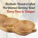 Tapeera 3 Compartment Serving Bowl - Wooden Divided Serving Tray - Peanut Shaped Bowl - Key Bowl - Candy Bowl - Section Serving Platter - Candle Tray - Snack Bowl Partition Dish - Pistachio Bowl
