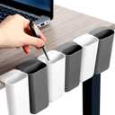 6 Pcs Screen Pen Pencil Holders Attachable Deskside Pen Holder Computer Monitor Desktop Pencil Organizer with Self Adhesive Attacher for Office Supplies Work Gadgets Storage(Gray, White)