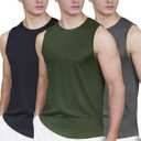 Pilamor Mens Tank Tops 3 Pack,Quick Dry Gym Sleeveless Muscle T Shirts for Men's Fitness (XL)