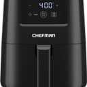 CHEFMAN 2 Qt Mini Air Fryer  Digital Space-Saving Compact Air Fryer with Nonstick and Dishwasher Safe Basket, Quick & Easy Meals in Minutes, Features Digital Timer and Shake Reminder  Black. Handle is broken