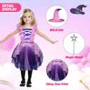 Witch Costume for Girls Princess Dress with Hat and Wand Party Halloween Costumes for Kids (Small(4-6Y), Pink)
