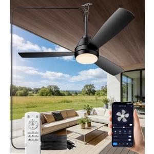 42 inch outdoor ceilling fan,plug-in ceiling fan light with 16tf cord,Gazebo fan light dimmable 3CCT LED,Reversible,Portable hook design for bedroom garage tent porch kitchen patio.