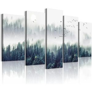 Canvas Wall Art For Living Room Wall Decorations For Bedroom Modern Office Wall Decor Foggy Forest Trees Landscape Paintings Stretched And Framed Ready To Pictures Home Decor 5 Piece Set W60”x H30”