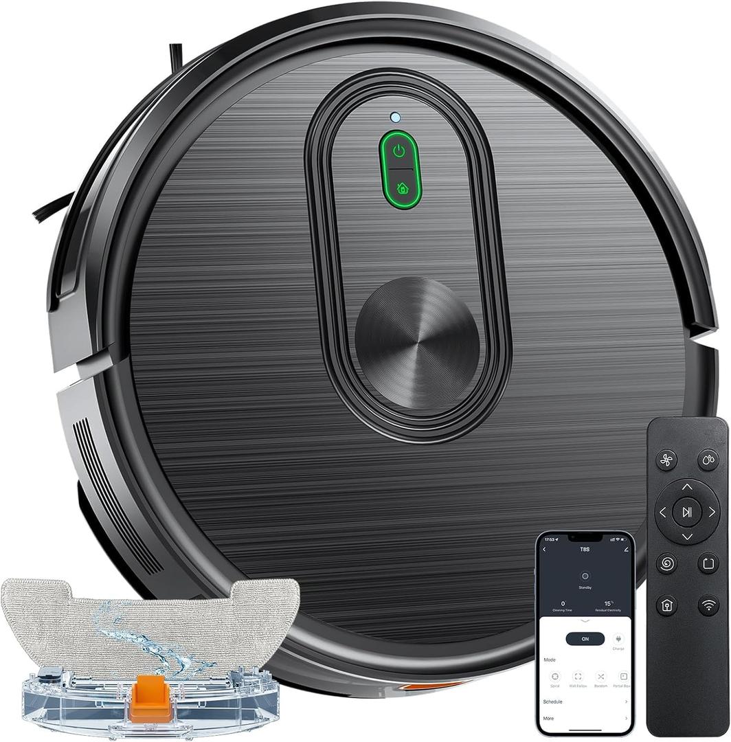 Robot Vacuum and Mop Combo, 2 in 1 Vacuuming & Mopping Robot with Schedule, App/Bluetooth/Voice, 3200Pa Max Suction, Self-Charging Robot Vacuum Cleaner, Slim, Ideal for Pet Hair, Hard Floor, Carpet