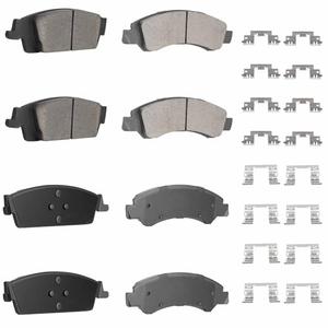 ILONPA Front Rear Semi-Metallic Disc Brake Pads Set for GMC Sierra 1500/Chevy Silverado 1500 2014 2015 2016 2017 2018, for Cadillac Escalade ESV, for Suburban/Tahoe/Yukon XL 2015-2020, 8PCSWith Hardwa