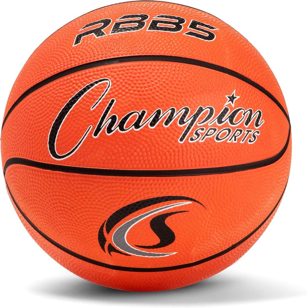 Champion Sports Rubber Basketballs  Durable Indoor & Outdoor Training & Recreational Game Balls, Multiple Sizes & Colors (Orange)