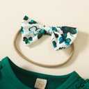 Noubeau Infant Baby Girl St.Patrick's Day Dress Ruffle Long Sleeve Romper Top Lucky Clover Print Skirt Outfits+Headband